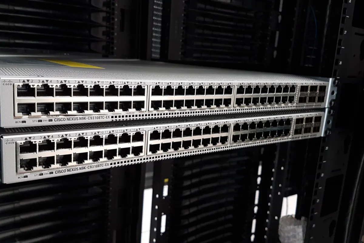 Network switches installed in a rack