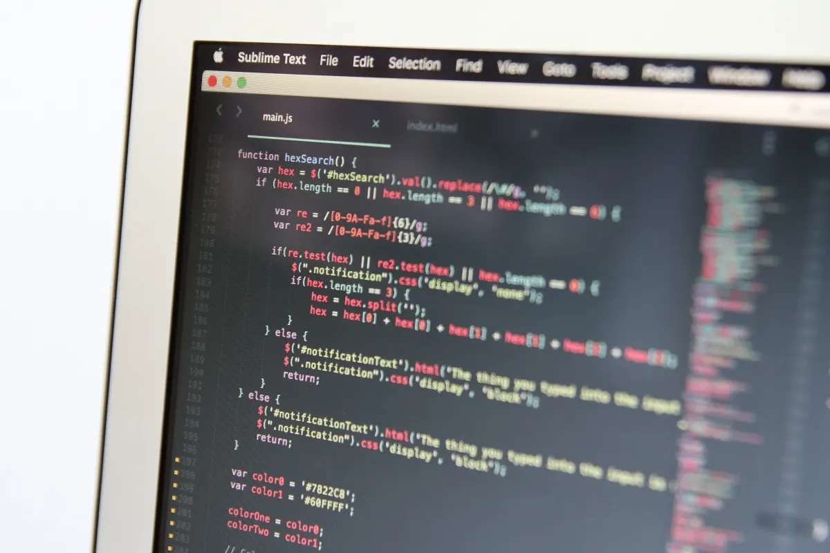 Source code on a laptop screen